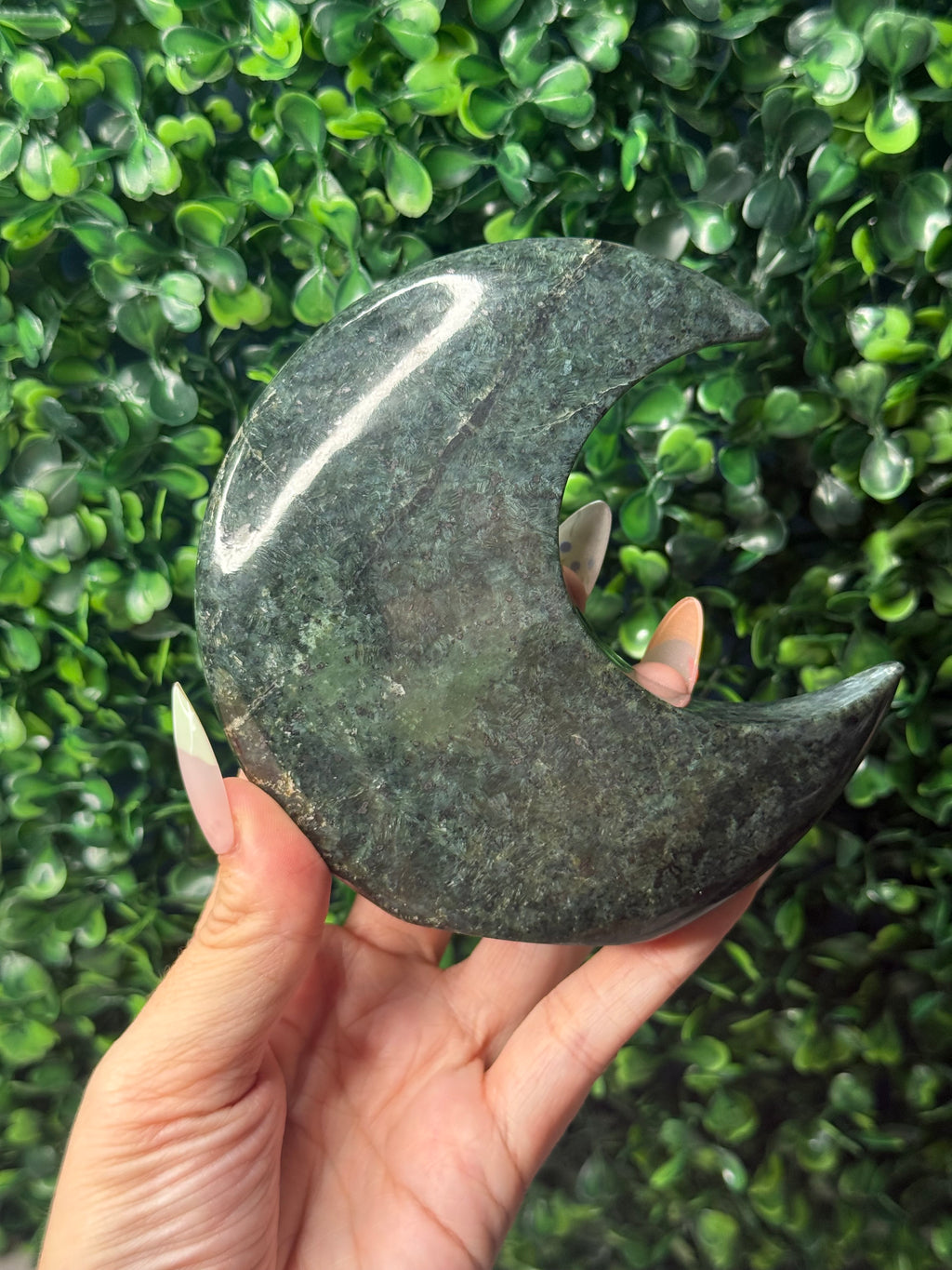 Nephrite Standing Moon Crystal Carving - Pakistan - A