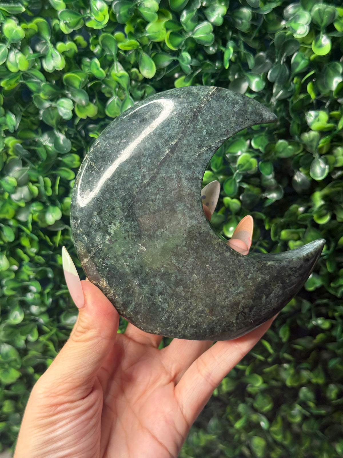 Nephrite Standing Moon Crystal Carving - Pakistan - A