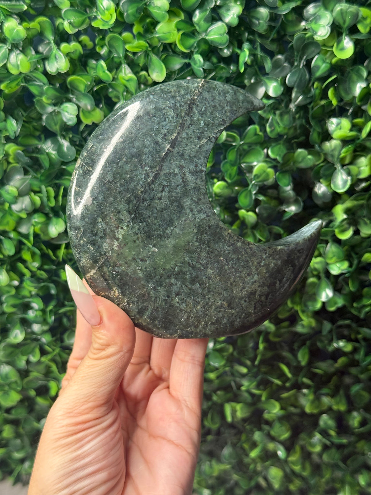 Nephrite Standing Moon Crystal Carving - Pakistan - A