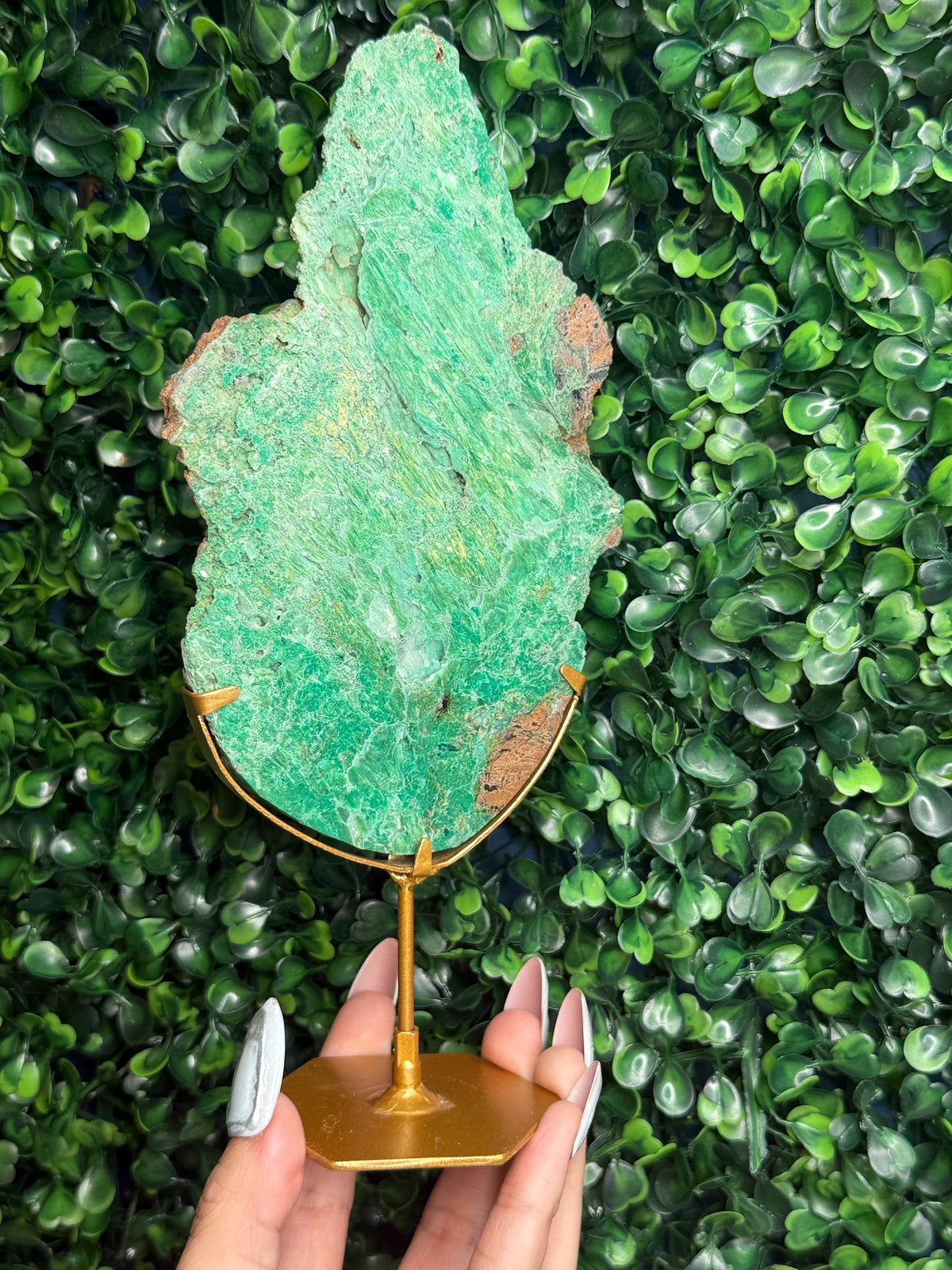 Smithsonite With Chrysocolla Slab with Stand Crystal Carving - Indonesia - E