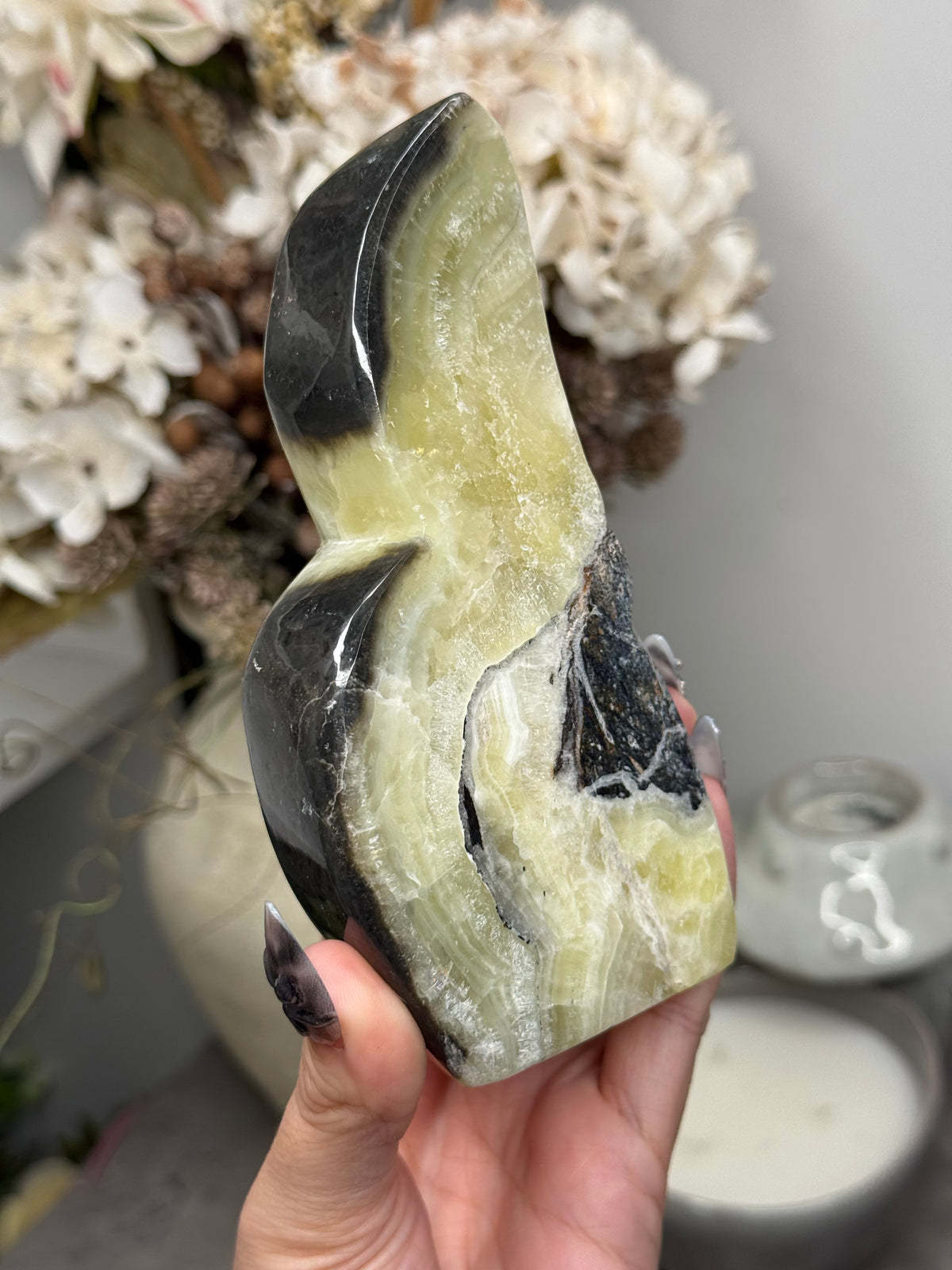 Yellow Aragonite Freeform Crystal Carvings P - Pakistan - Imperfect