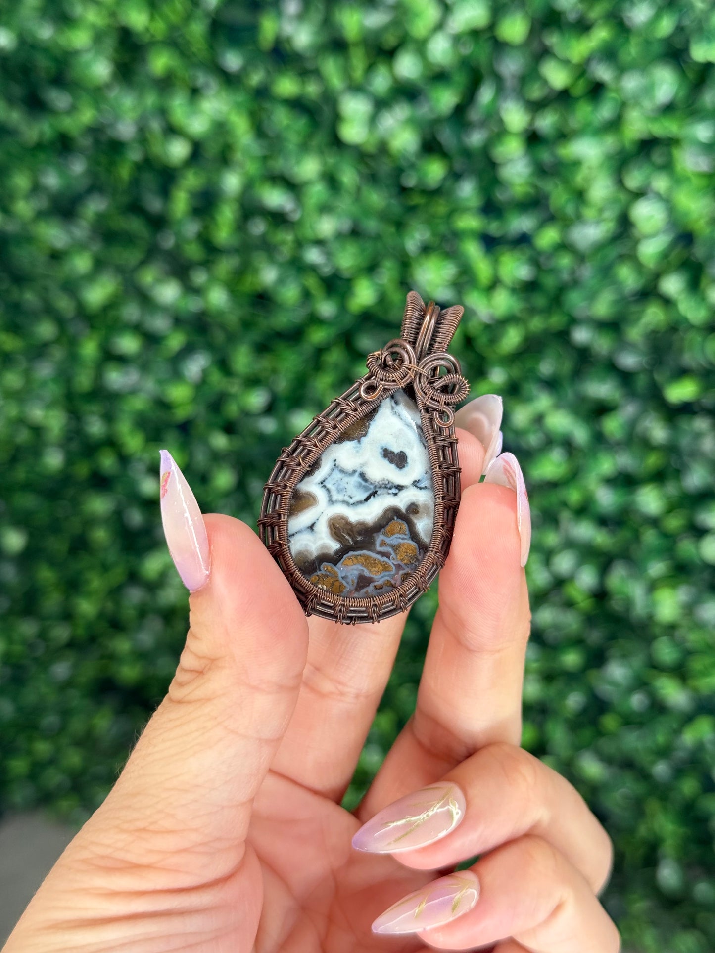 Wire Wrapped Brecciated Jasper Pendant from Indonesia
