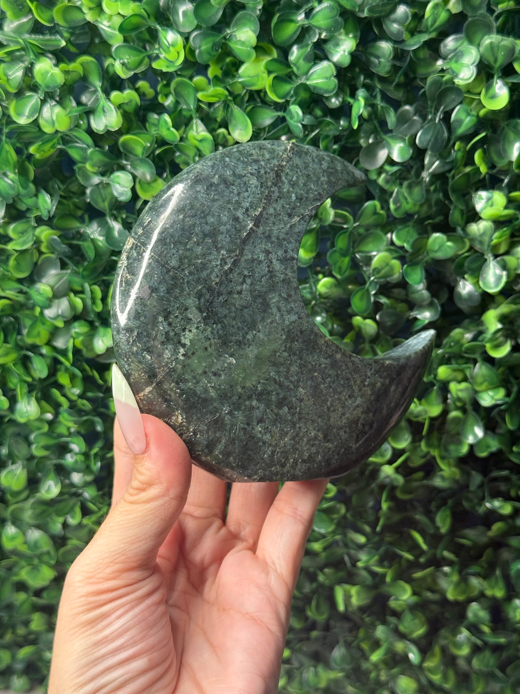 Nephrite Standing Moon Crystal Carving - Pakistan - A