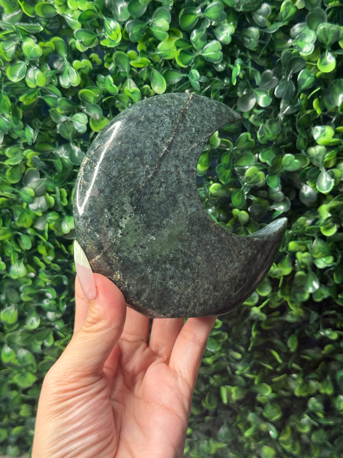 Nephrite Standing Moon Crystal Carving - Pakistan - A