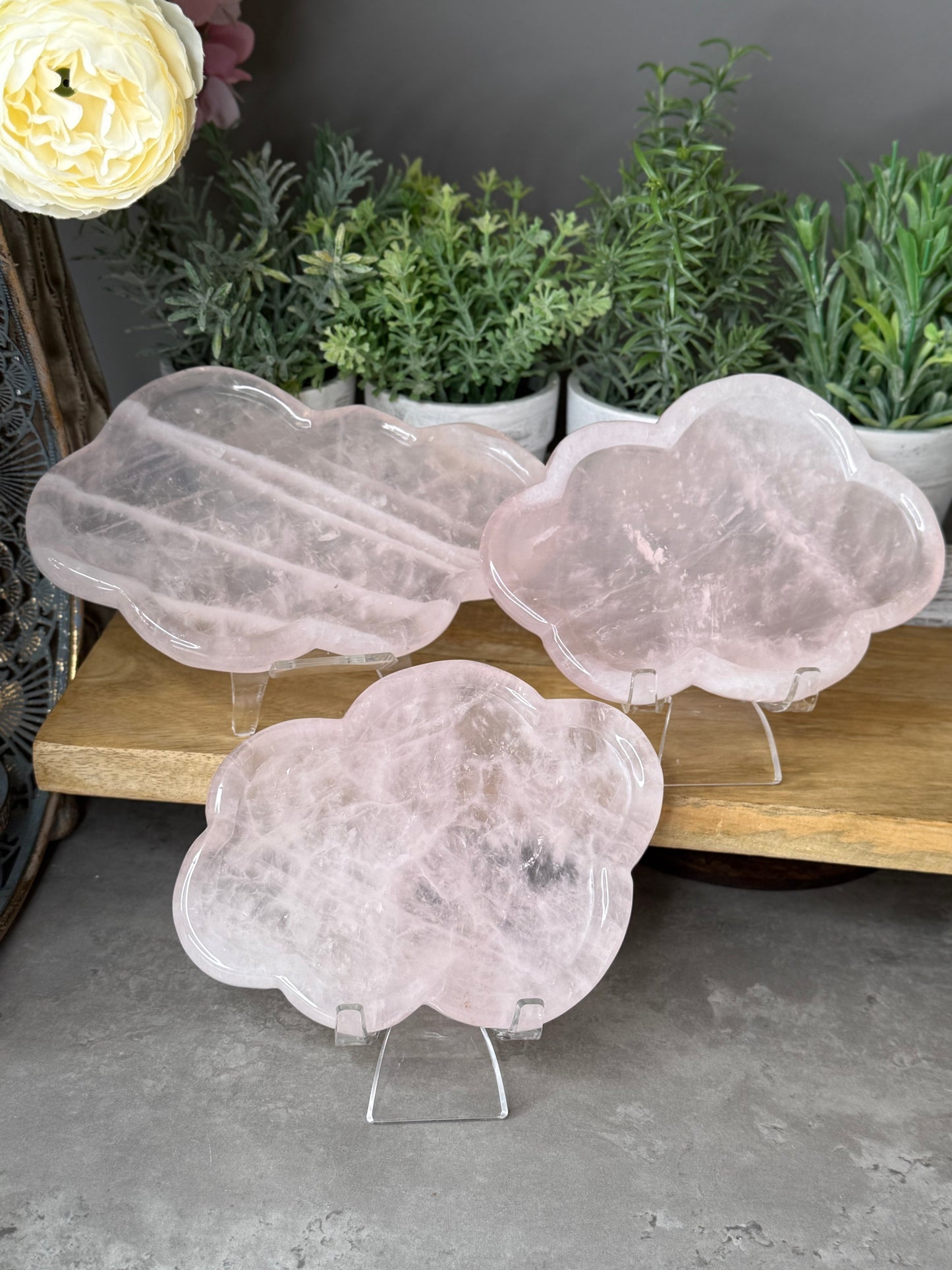 Large Rose Quartz Crystal Cloud Trays