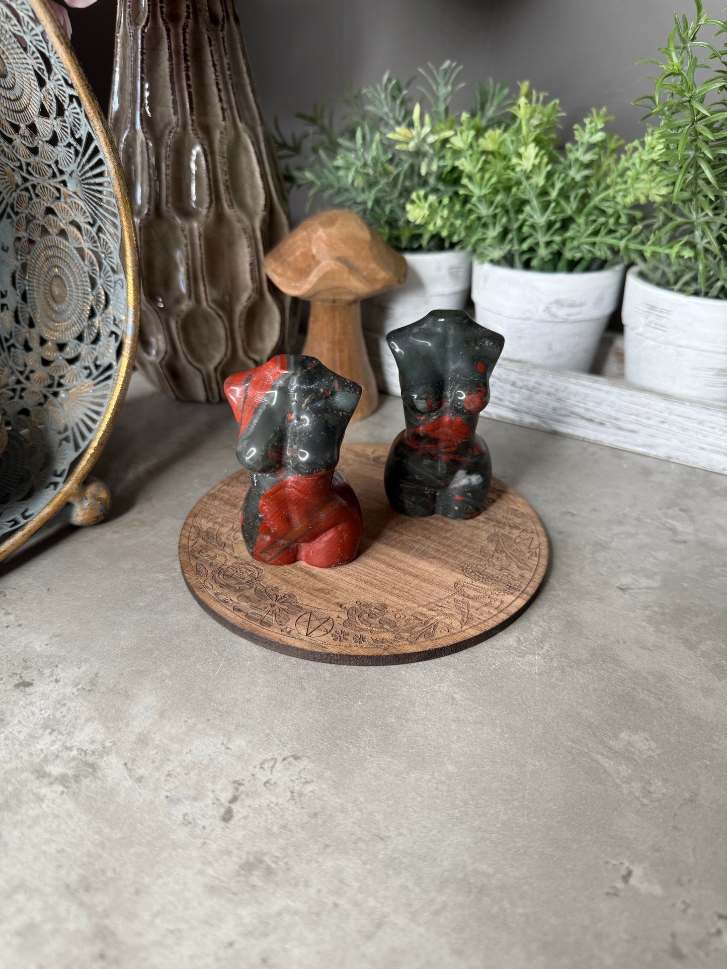 African Bloodstone Goddess Crystal Carvings