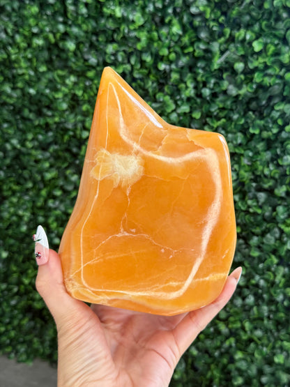 XL Orange Calcite Polished Freeform Crystal Carvings from India G 1.6kg