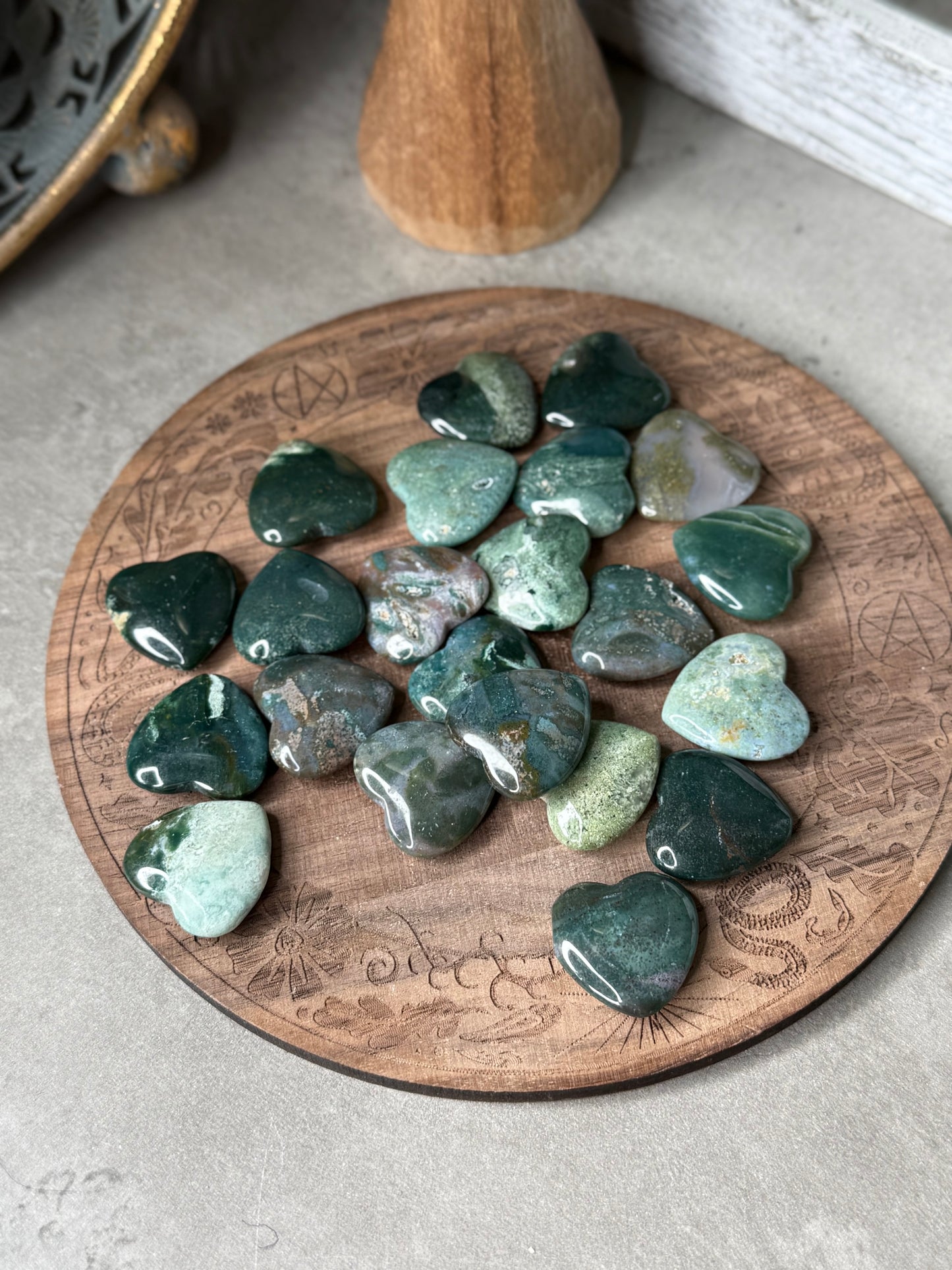 Moss Agate Mini Hearts