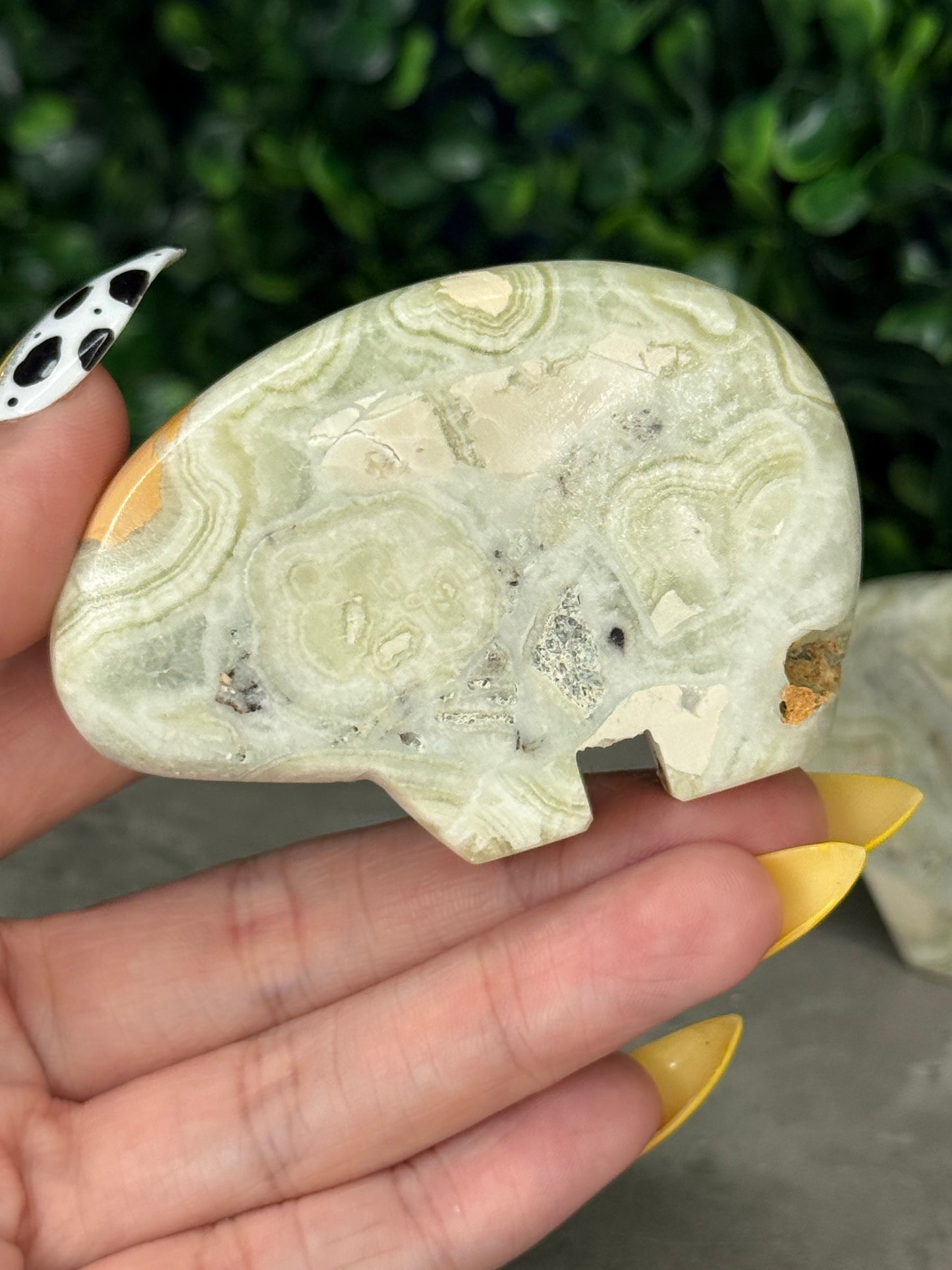 Green Milano Jasper Bear Crystal Carvings - Indonesia
