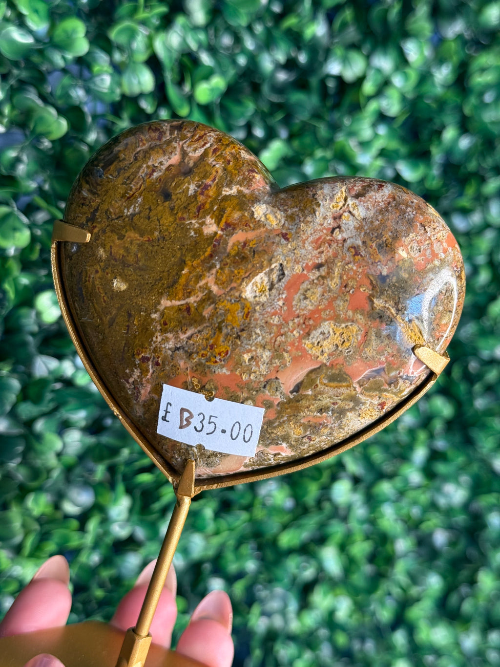 Colourful Moss Agate Heart Crystal Carving from Indonesia - B