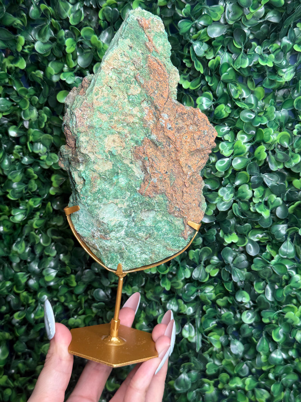 Smithsonite With Chrysocolla Slab with Stand Crystal Carving - Indonesia - E