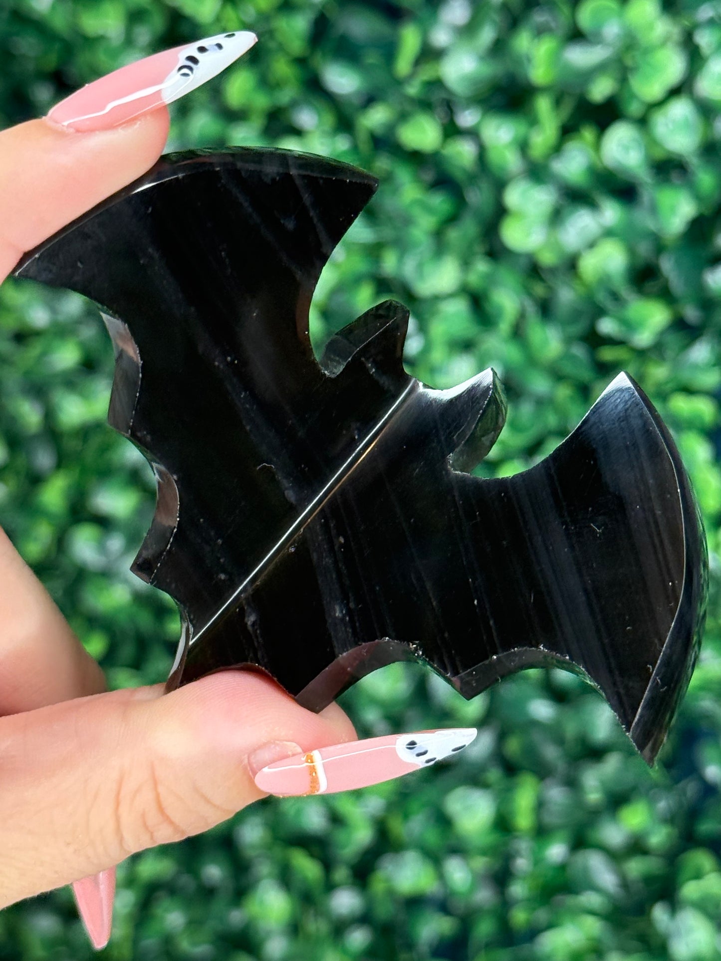 Midnight Lace Obsidian 3D Bats Crystal Carvings