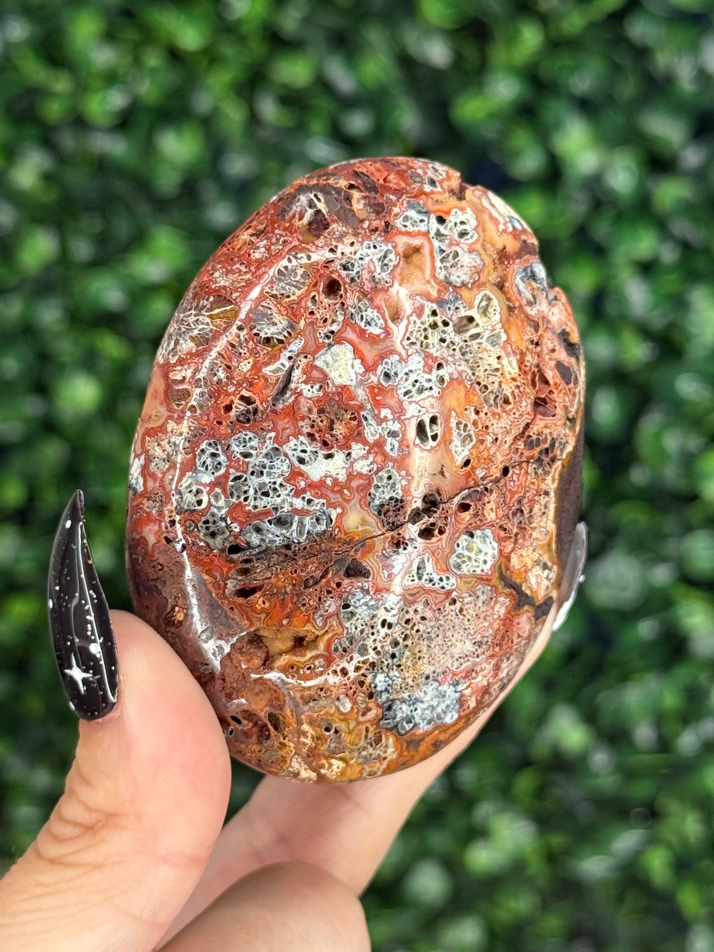 Red Marcasite palmstone Crystal carving N - Indonesia