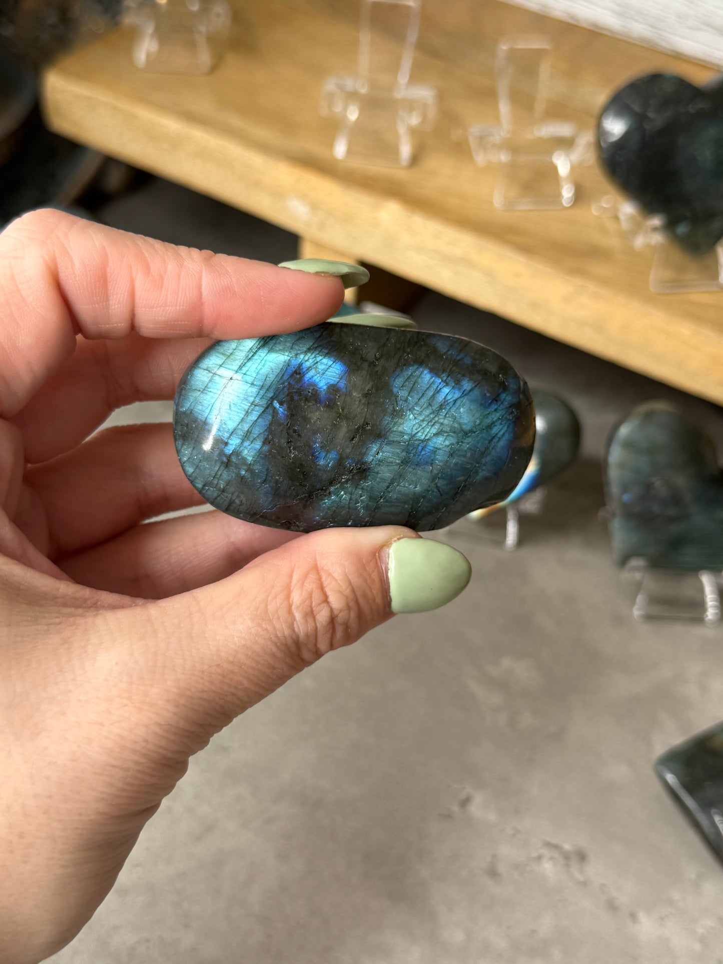 Labradorite Flashy Crystal Heart and Palmstones