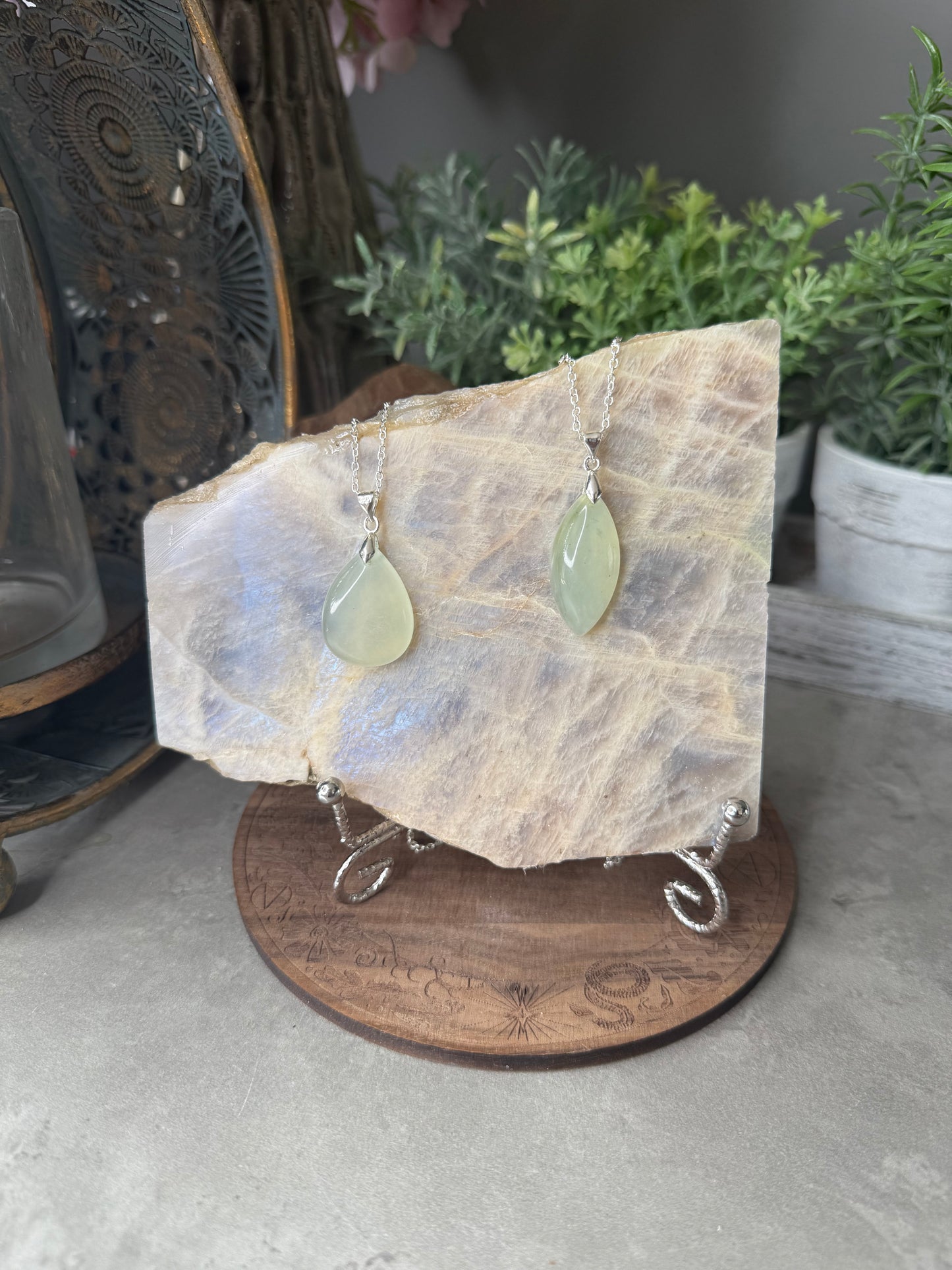 Prehnite Crystal Pendants