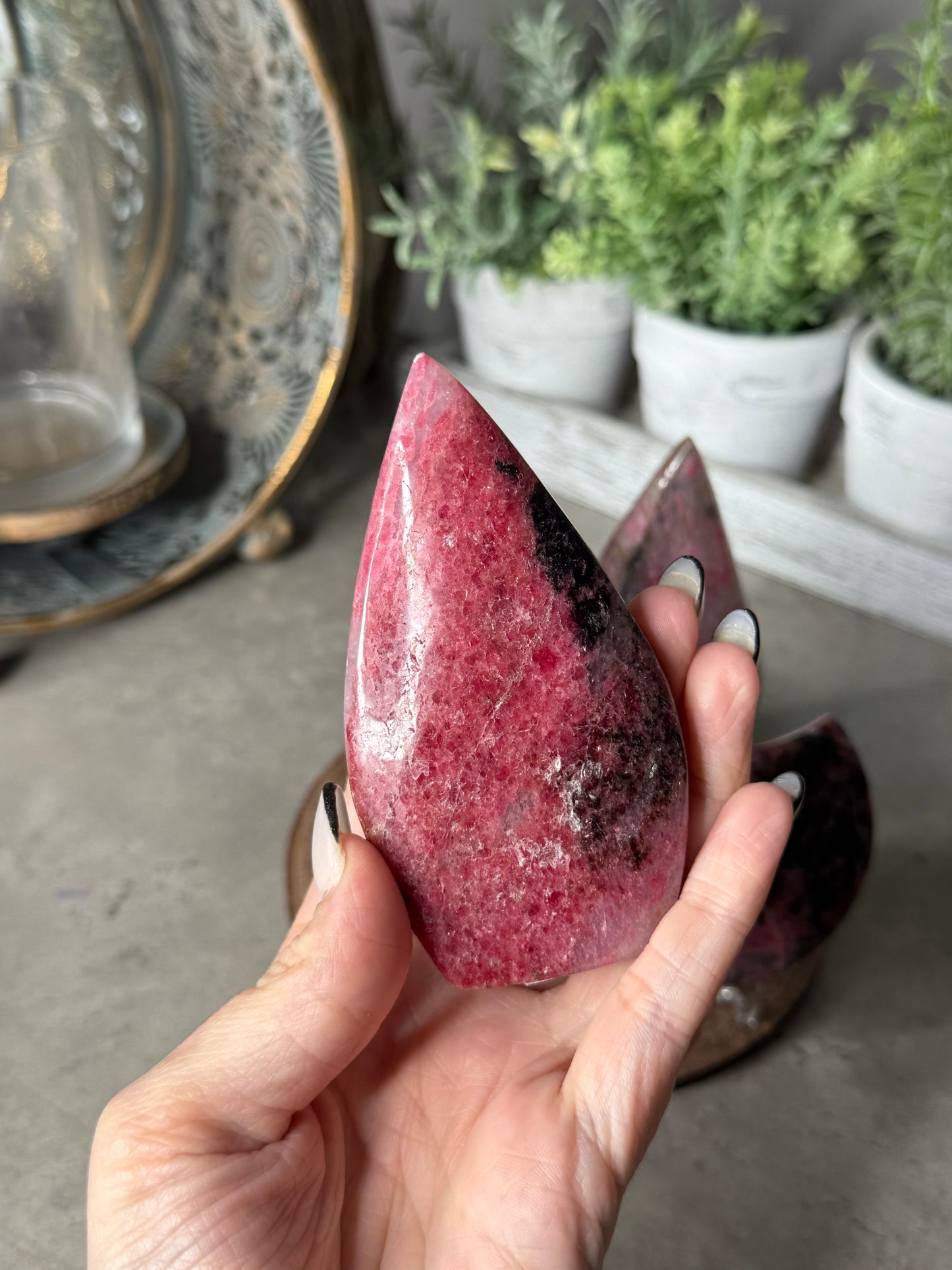 Rhodonite Teardrop, Moon, Tower