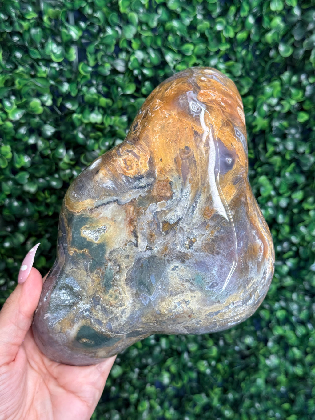 Moss agate & Ocean Jasper Bowl 604g Madagascar