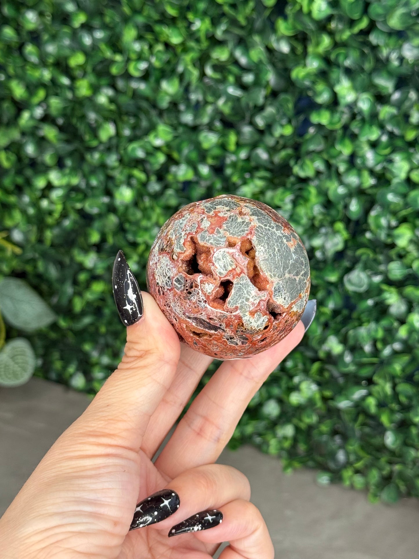 Red Marcasite Sphere Crystal carving V - Indonesia