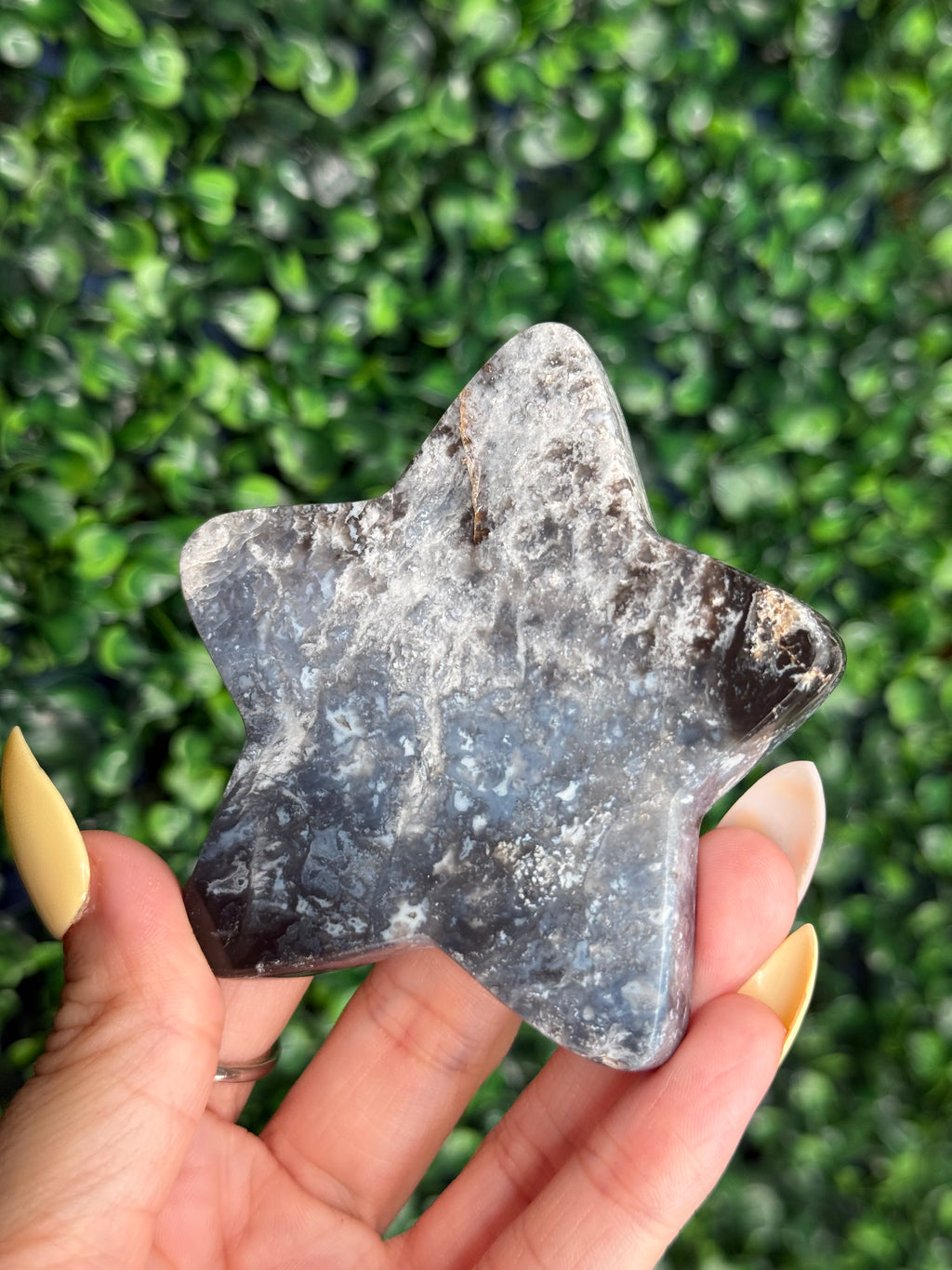 Blue Plume Agate Star Crystal Carving from Indonesia P
