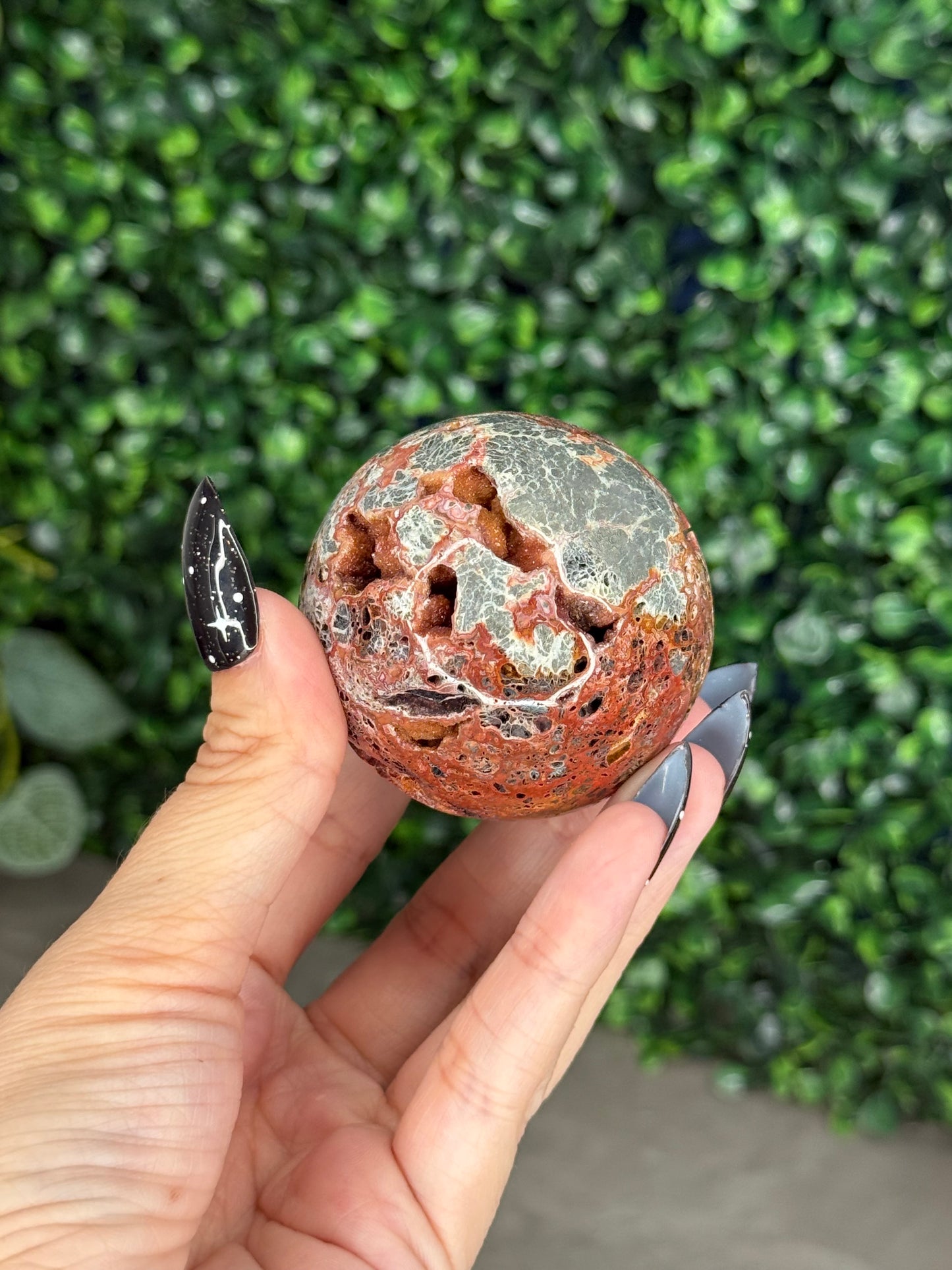 Red Marcasite Sphere Crystal carving V - Indonesia