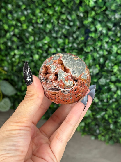 Red Marcasite Sphere Crystal carving V - Indonesia