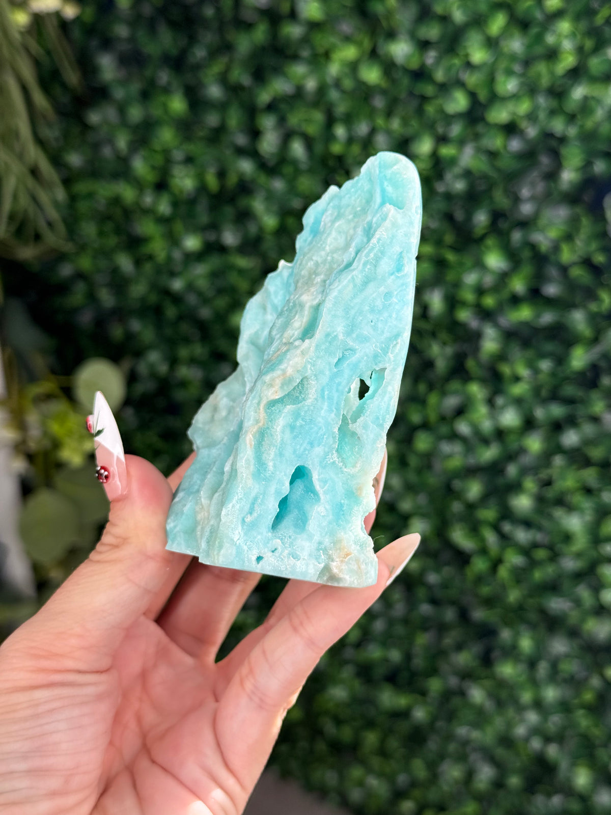 Half polish Blue Aragonite Freeform - L