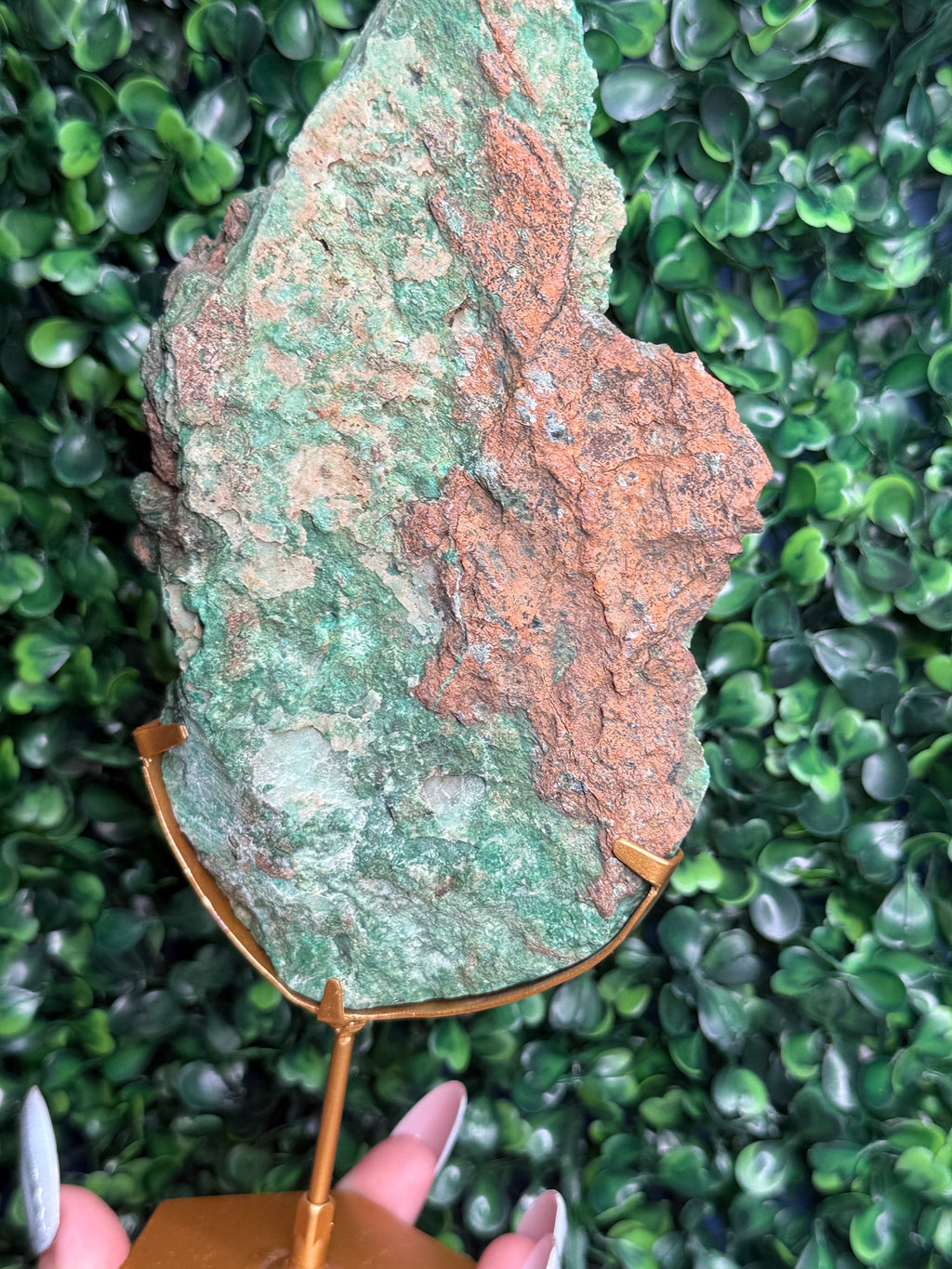 Smithsonite With Chrysocolla Slab with Stand Crystal Carving - Indonesia - E