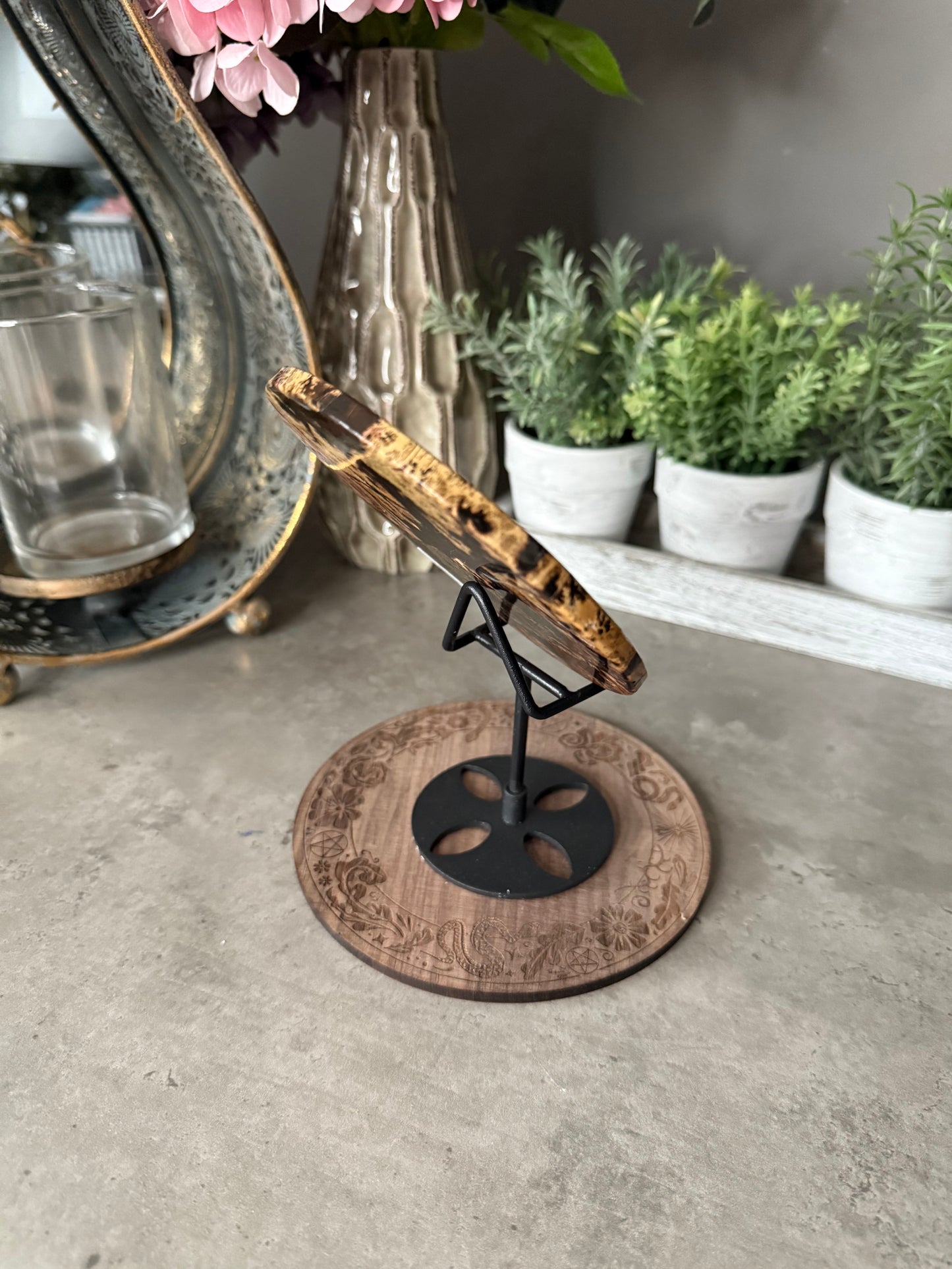 Picture Jasper Large Crystal Discs with Stands