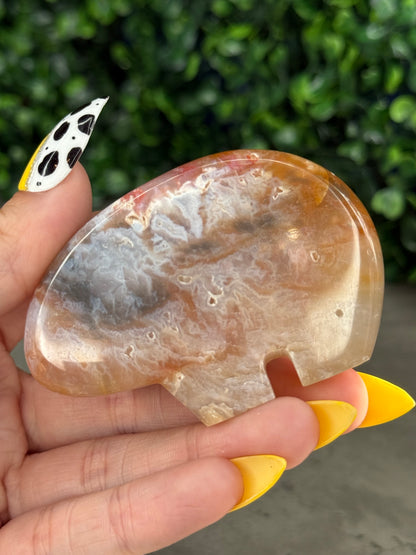 Pink Plume Agate Bear Crystal Carvings - Indonesia