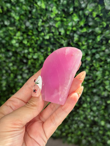 Pink Aragonite AAA with gold Stand from Afghanistan