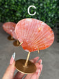 Pink Carnelian Shell Carving with Stand - Indonesian
