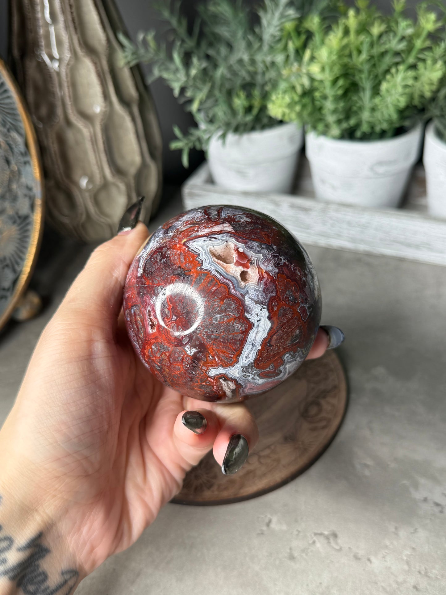 Mexican Lace Druzy Agate Sphere