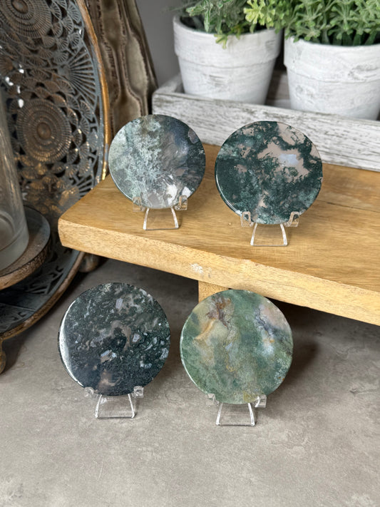 Moss Agate Crystal Discs