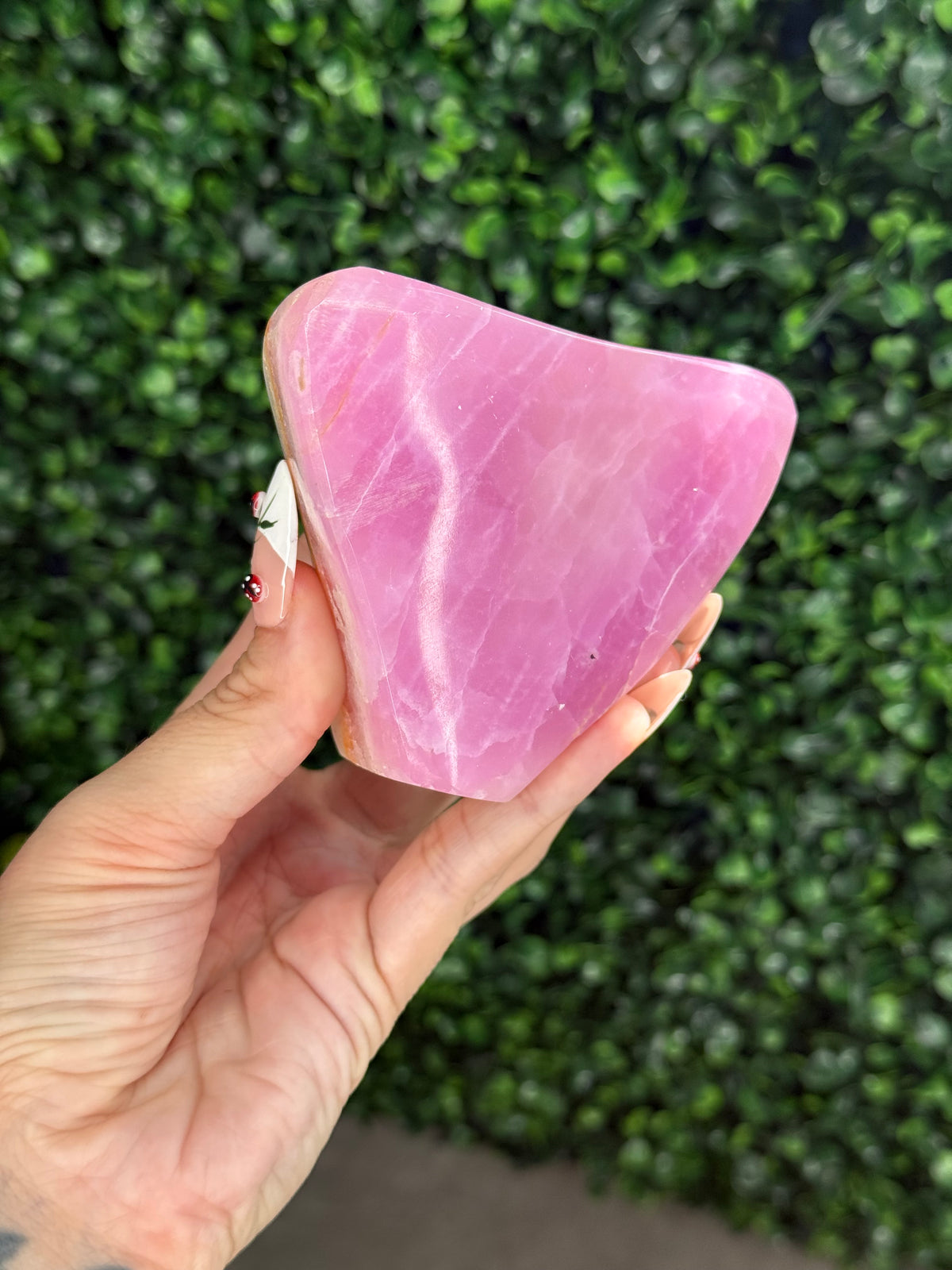 Large Pink Aragonite AAA with gold Stand from Afghanistan