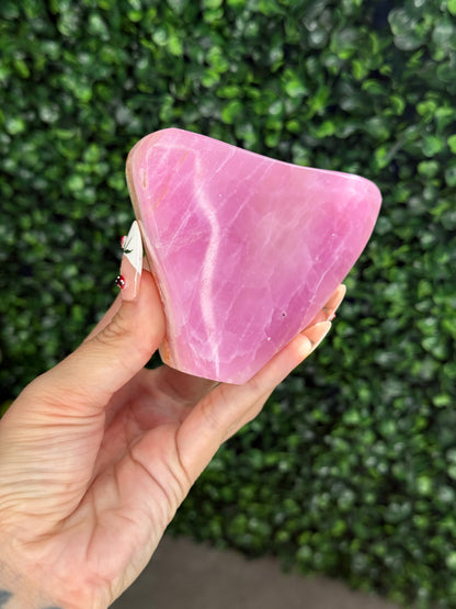 Large Pink Aragonite AAA with gold Stand from Afghanistan