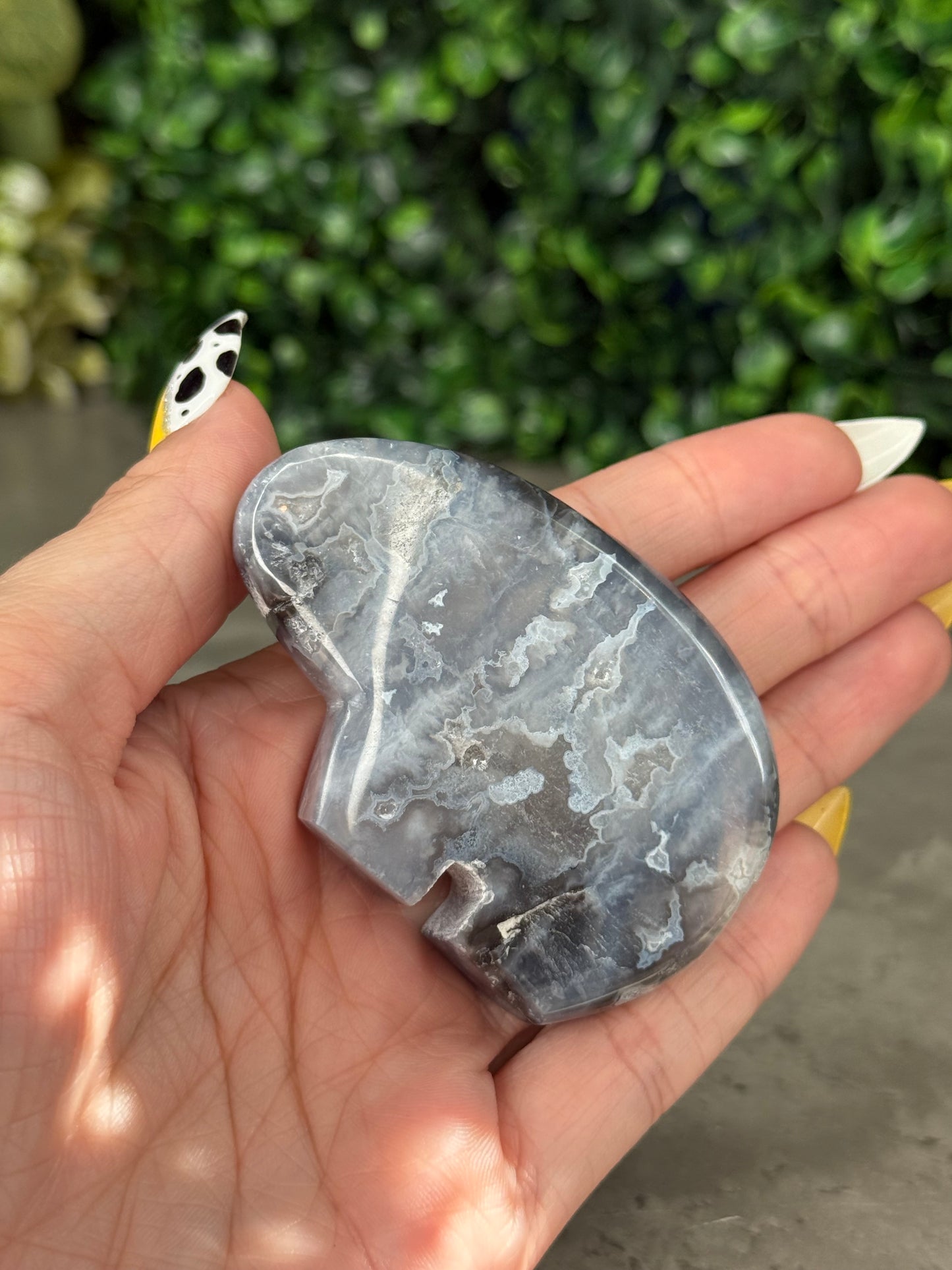 Blue Plume Agate Bear Crystal Carvings - Indonesia
