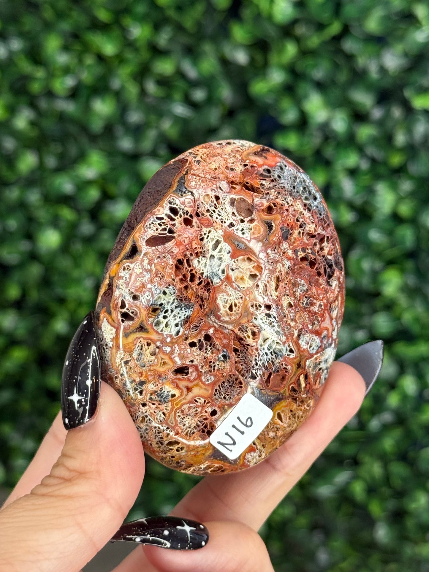 Red Marcasite palmstone Crystal carving N - Indonesia