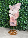 Large Pink Amethyst Druzy Dragon Carving - Brazil