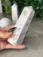 White Plume Agate with Amethyst Druzy from Closed Mine Crystal Carvings