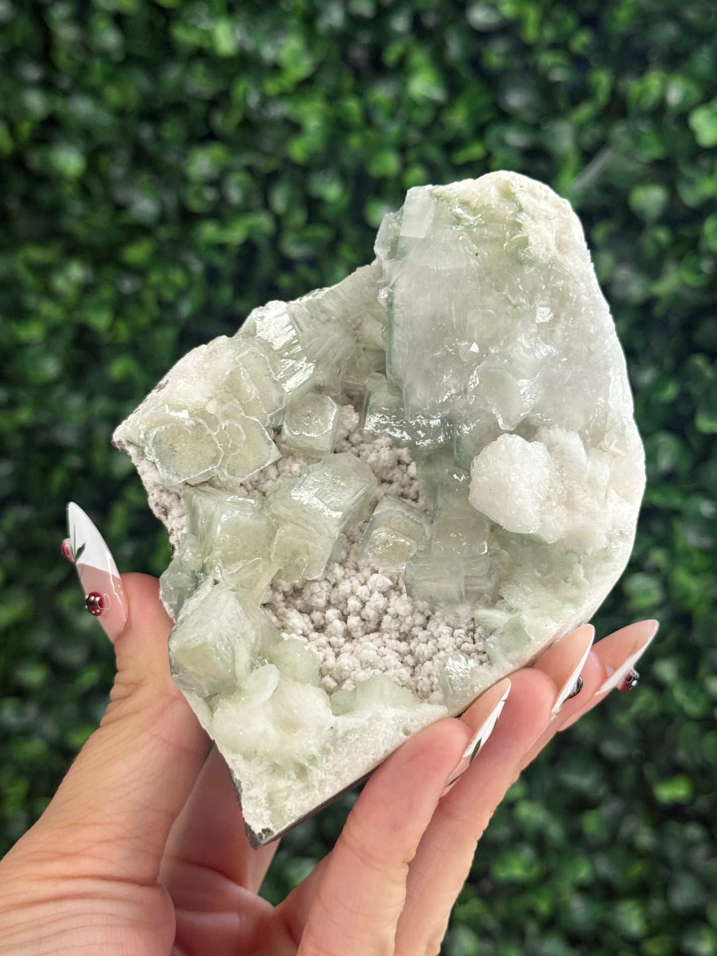 Green Apophyllite with Mordenite Crystal Specimen from India 400g