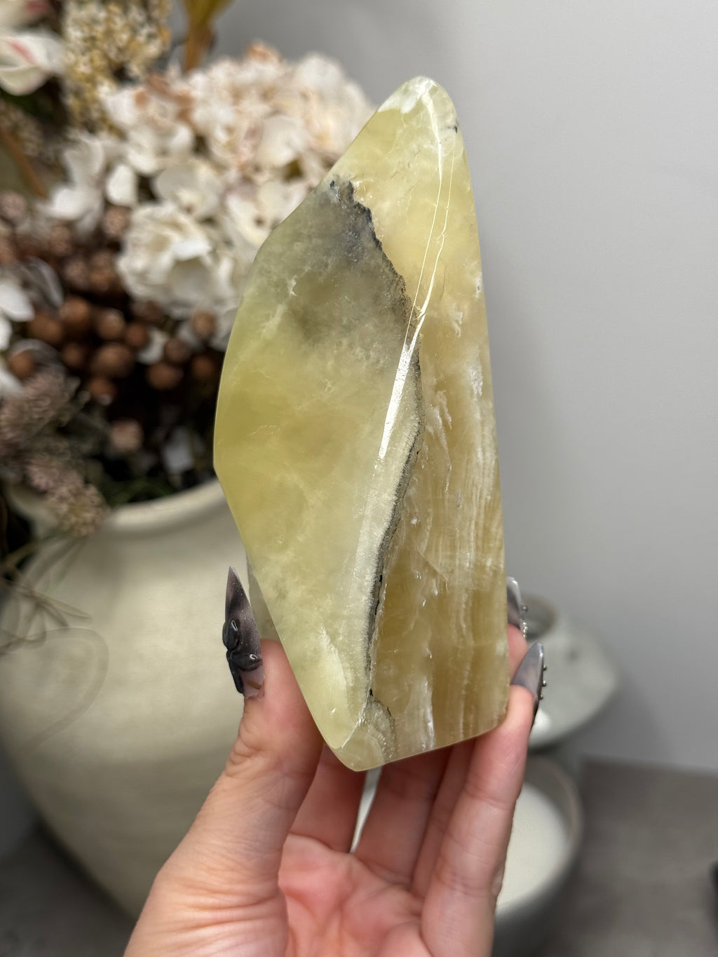 Yellow Aragonite Freeform Crystal Carvings N - Pakistan