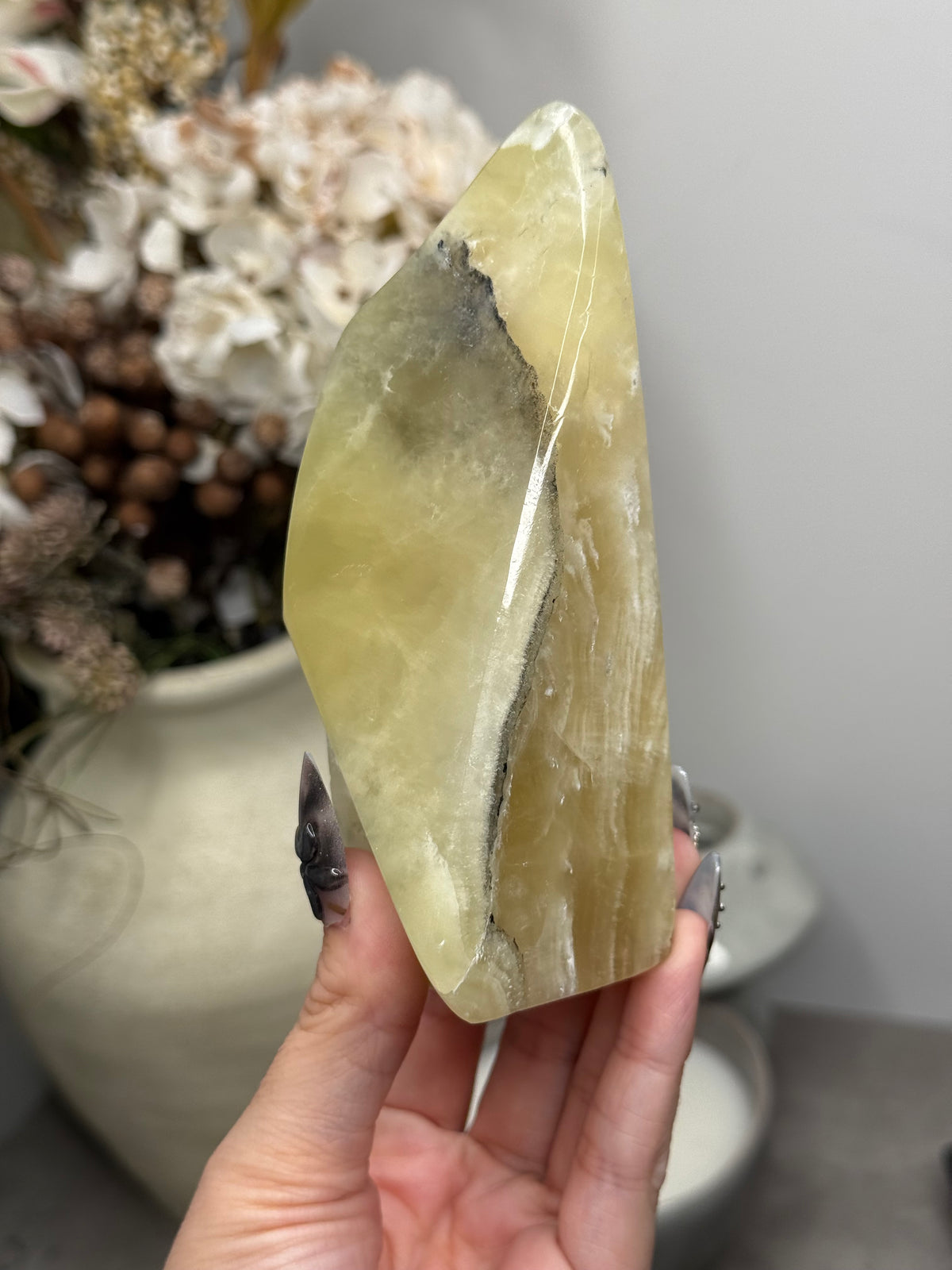 Yellow Aragonite Freeform Crystal Carvings N - Pakistan
