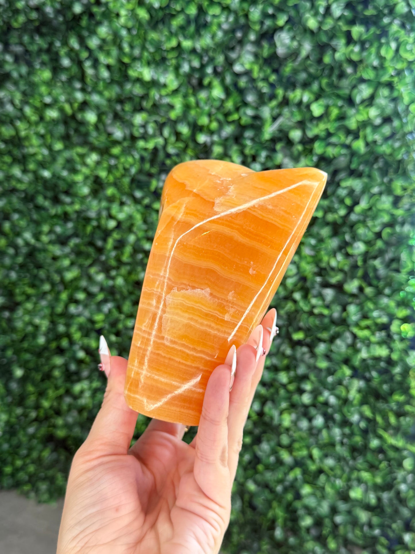 XL Orange Calcite Polished Freeform Crystal Carvings from India I 1.3kg