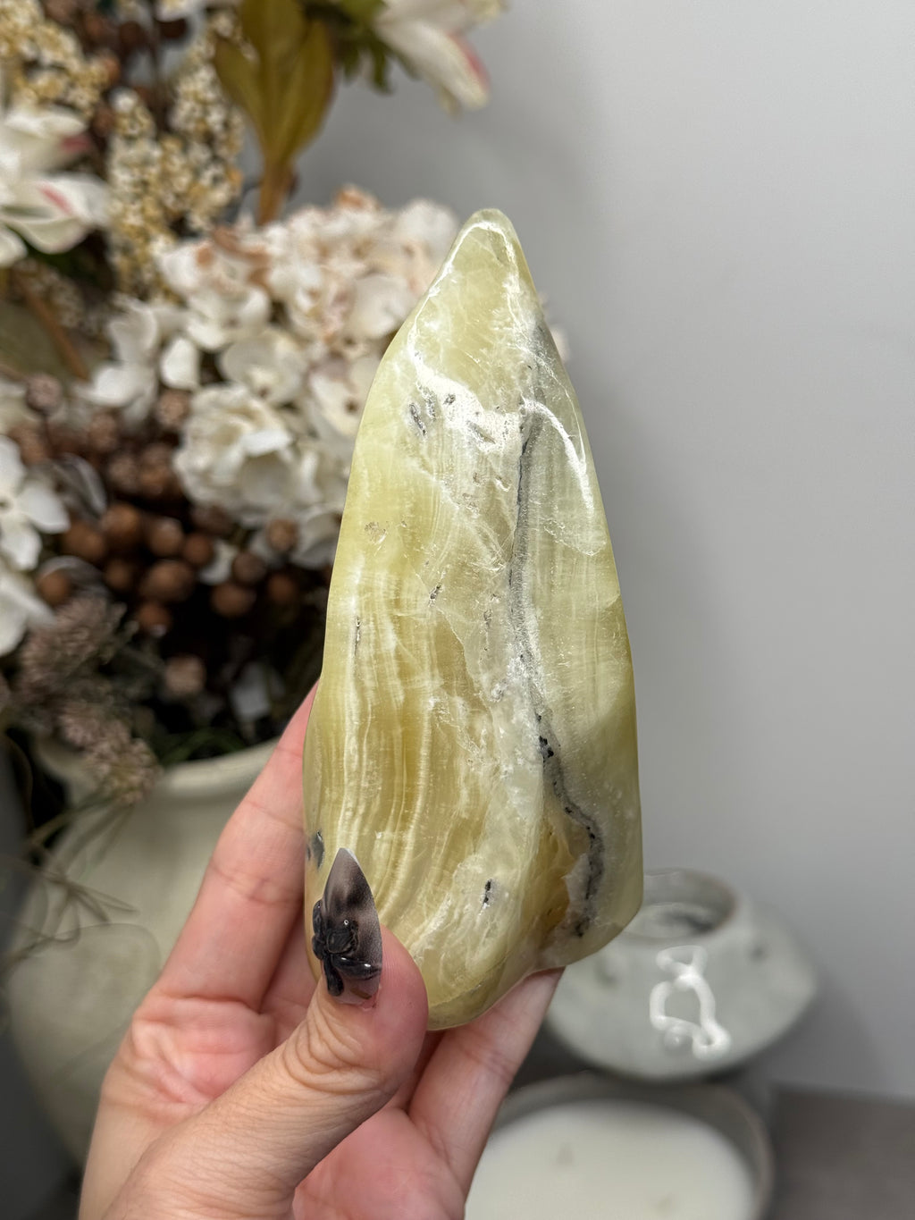 Yellow Aragonite Freeform Crystal Carvings N - Pakistan
