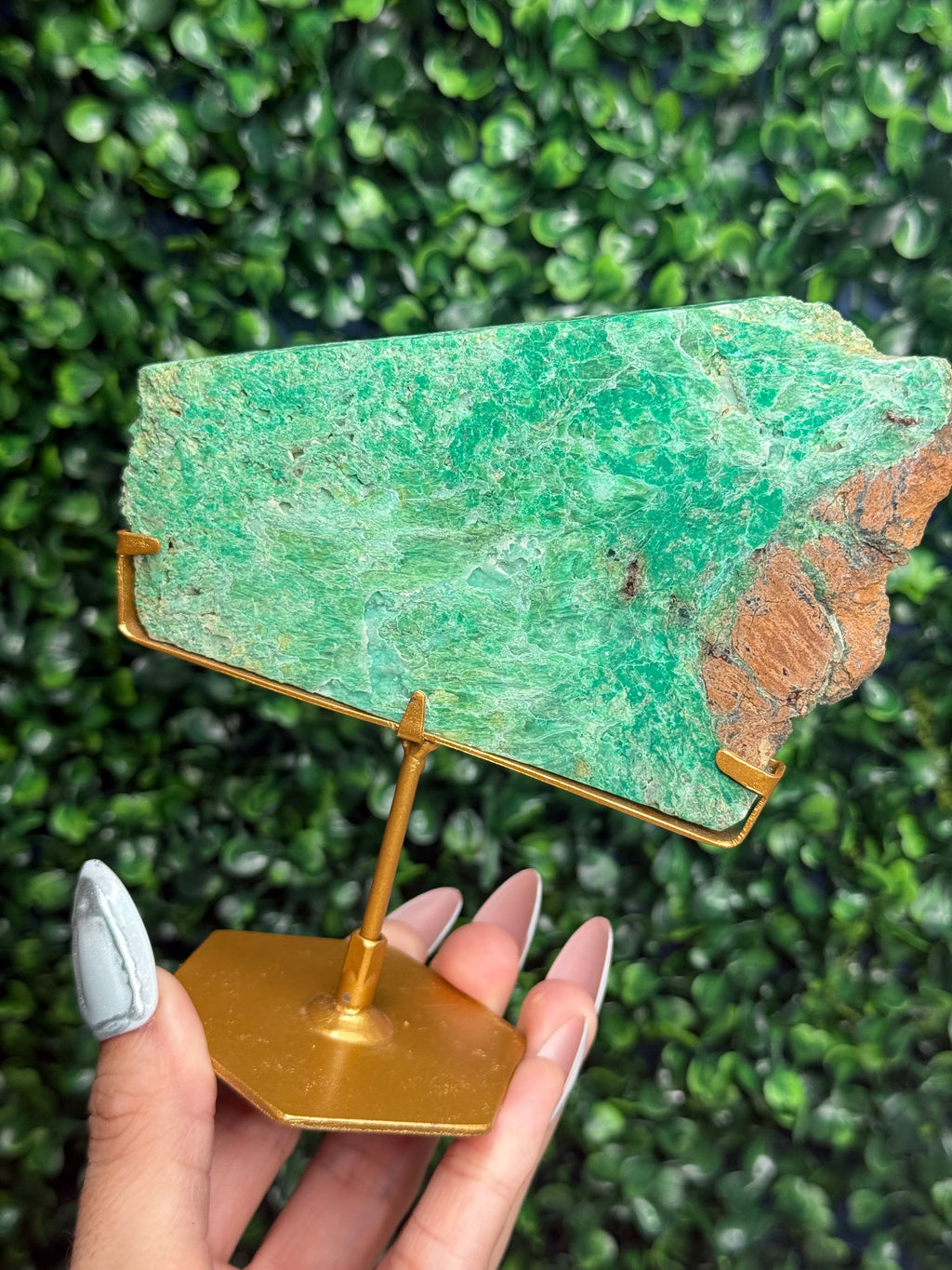 Smithsonite With Chrysocolla Slab with Stand Crystal Carving - Indonesia - D