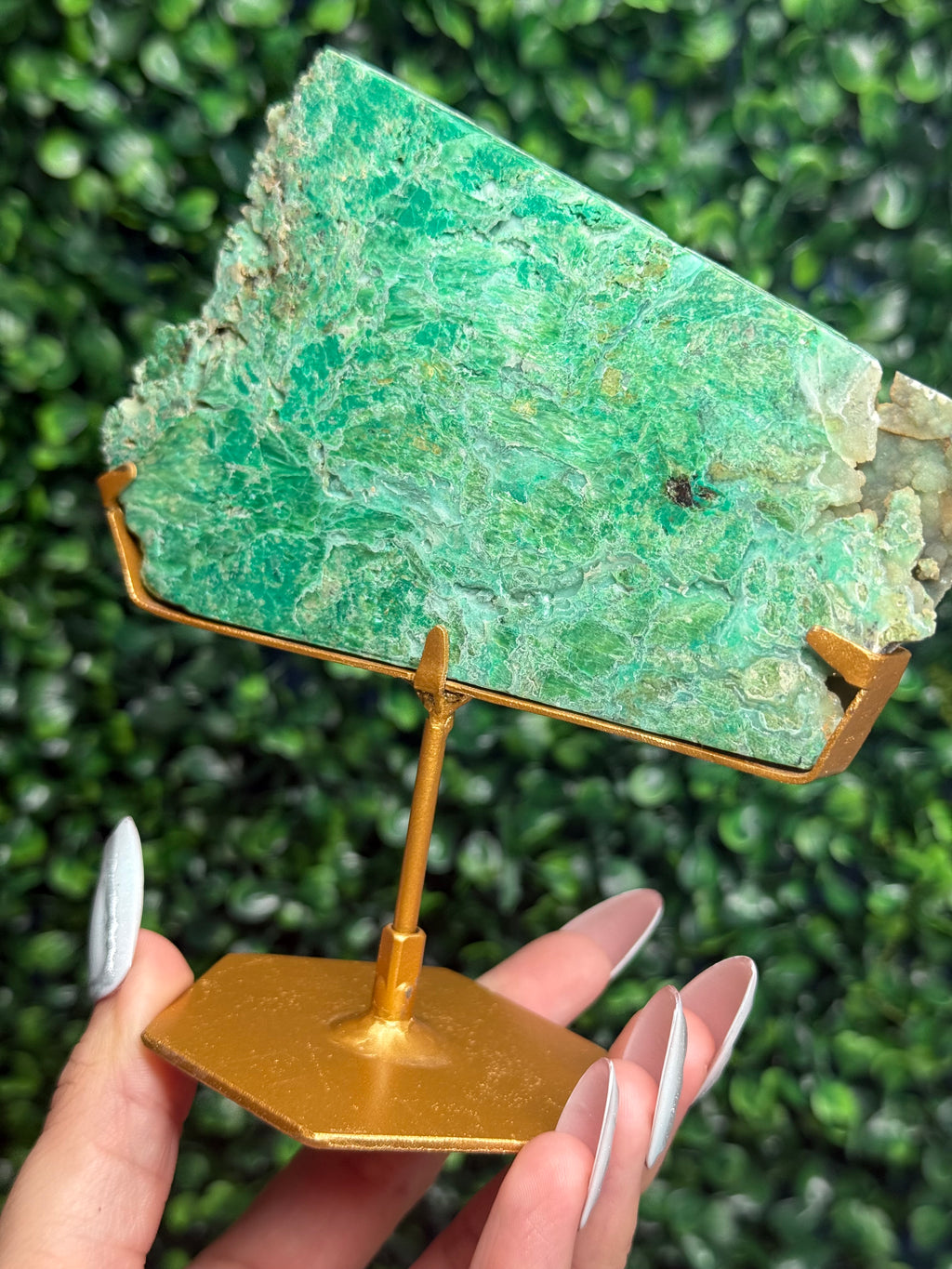 Smithsonite With Chrysocolla Slab with Stand Crystal Carving - Indonesia - C