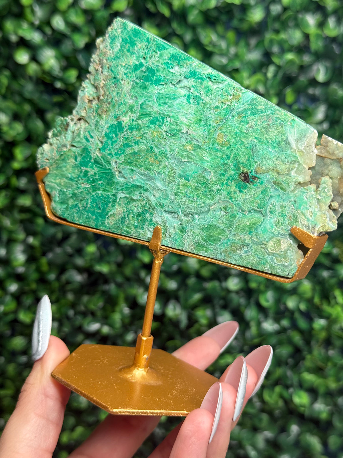 Smithsonite With Chrysocolla Slab with Stand Crystal Carving - Indonesia - C
