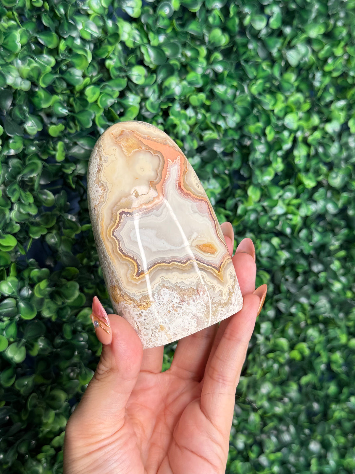 Colourful Crazy Lace Agate Freeform Crystal Carving from Indonesia B