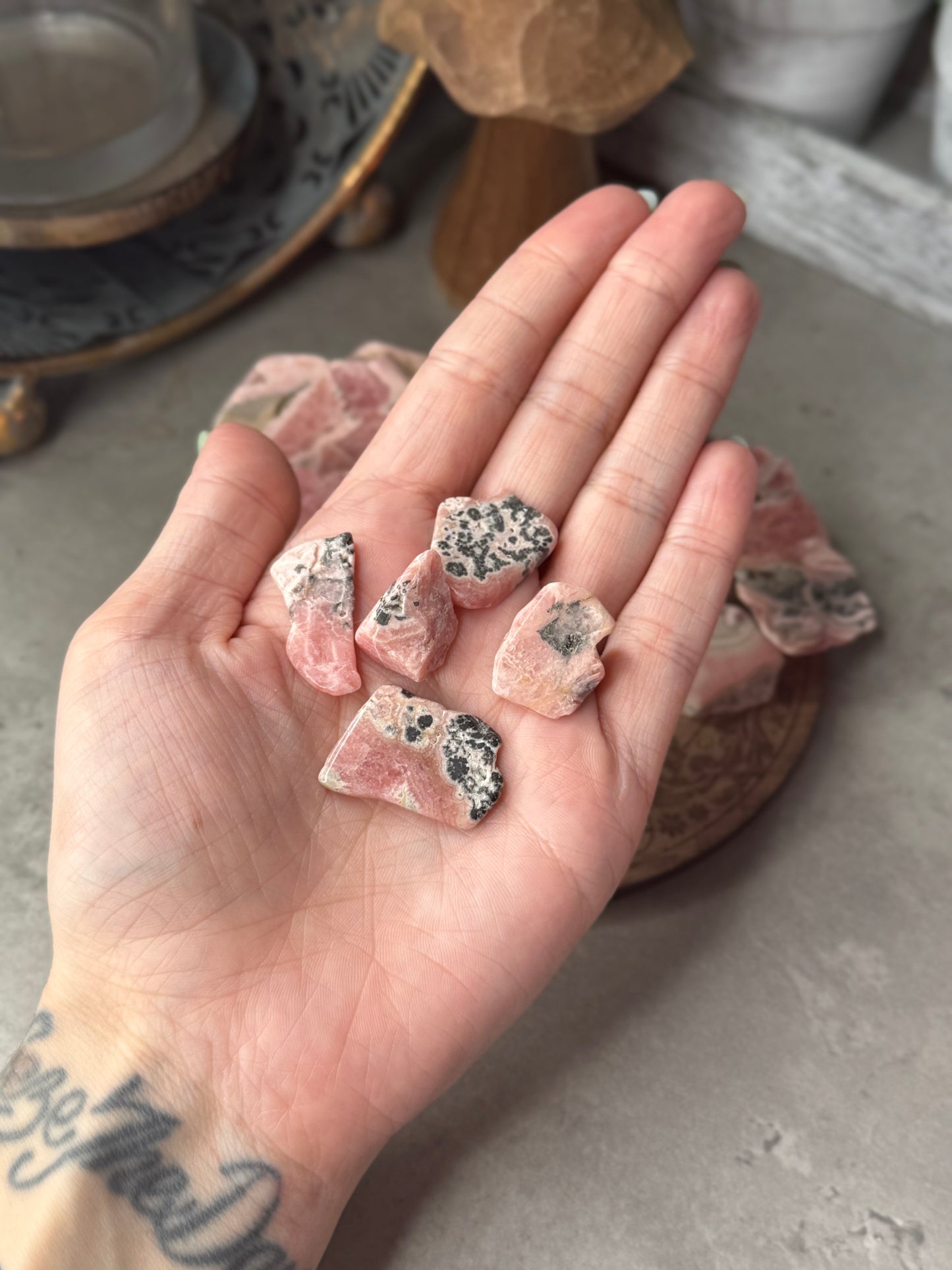 Rhodochrosite Crystal Tumbles and Chips