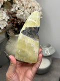 Yellow Aragonite Freeform Crystal Carvings Q - Pakistan